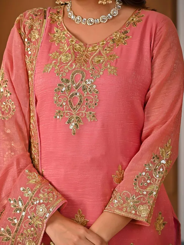 Orange_Crunchy_Silk_Sharara_Set_For_Women