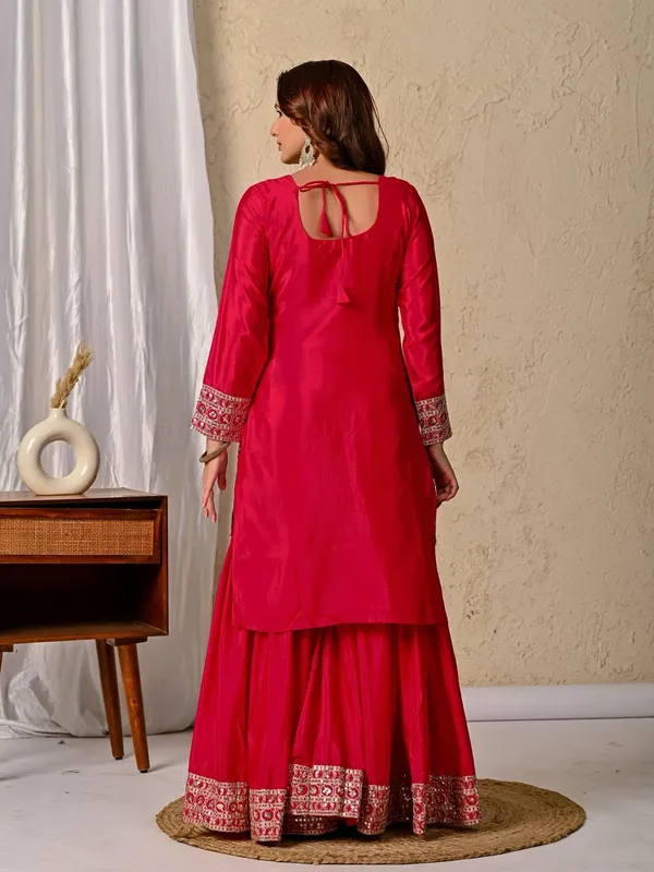 Red_Chinon_Silk_Sharara_Set_For_Women