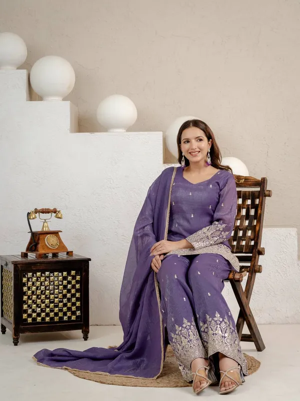 Purple_Crunchy_Silk_Suit_Set_For_Women