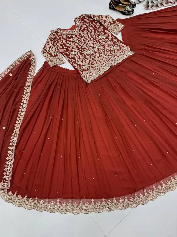Maroon_Faux_Georgette_Lehenga_Choli_For_Women