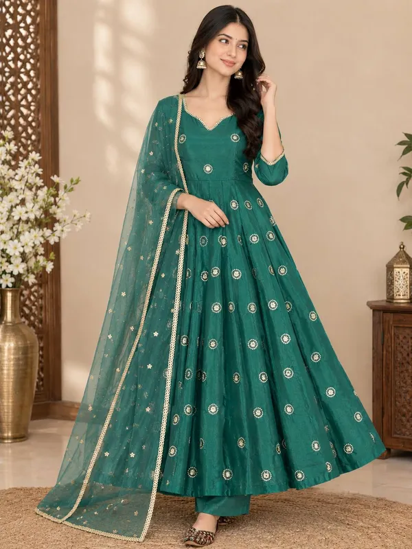 Green_Simar_Silk_Anarkali_Suit_Set_For_Women