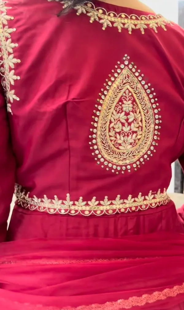 Red_Roman_Cotton_Anarkali_Suit_Set_For_Women