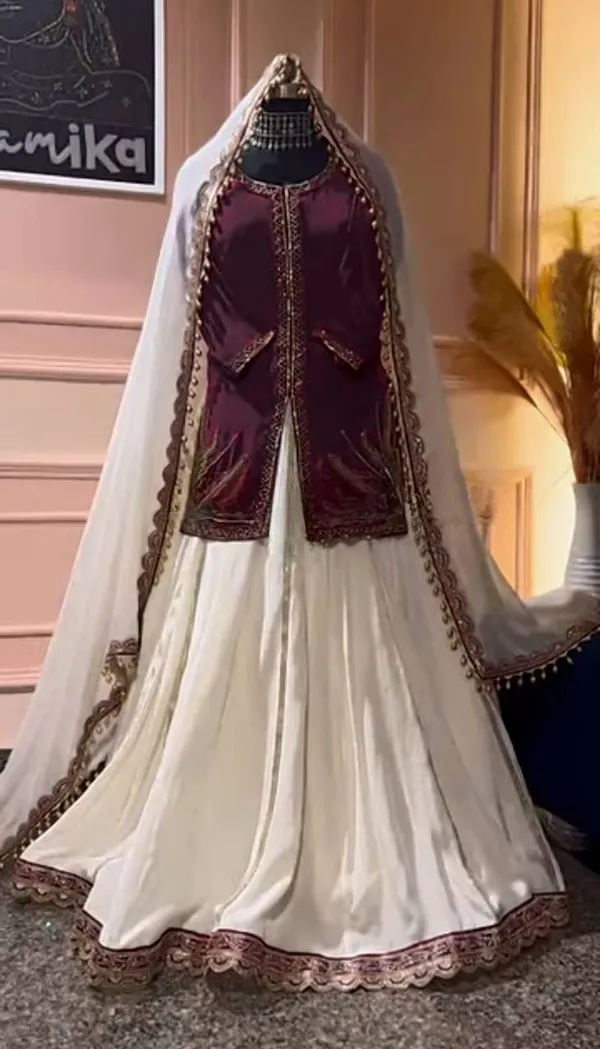 Maroon_Crepe_Lehenga_Set_For_Women
