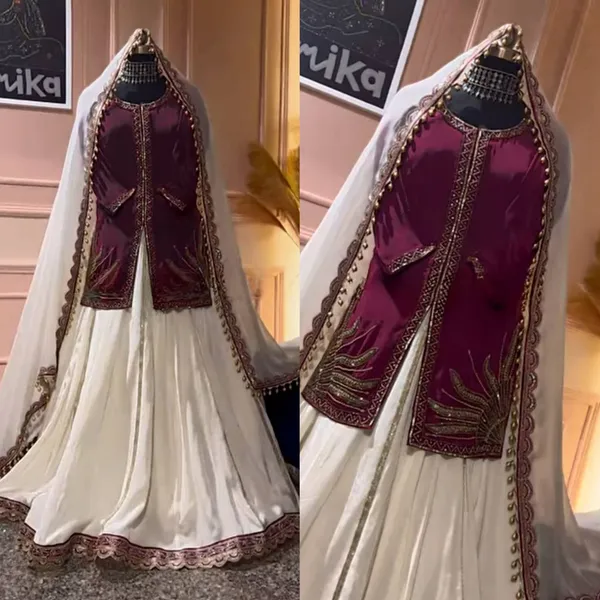 Maroon_Crepe_Lehenga_Set_For_Women