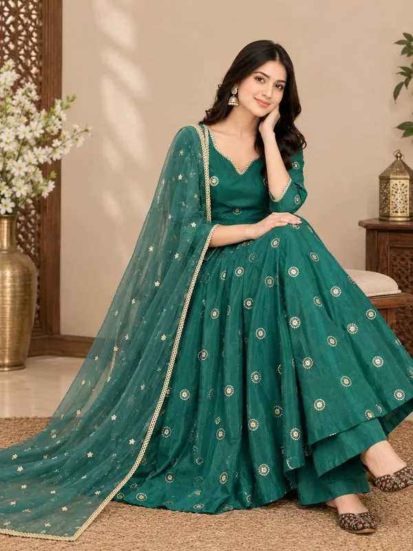 Green_Simar_Silk_Anarkali_Suit_Set_For_Women