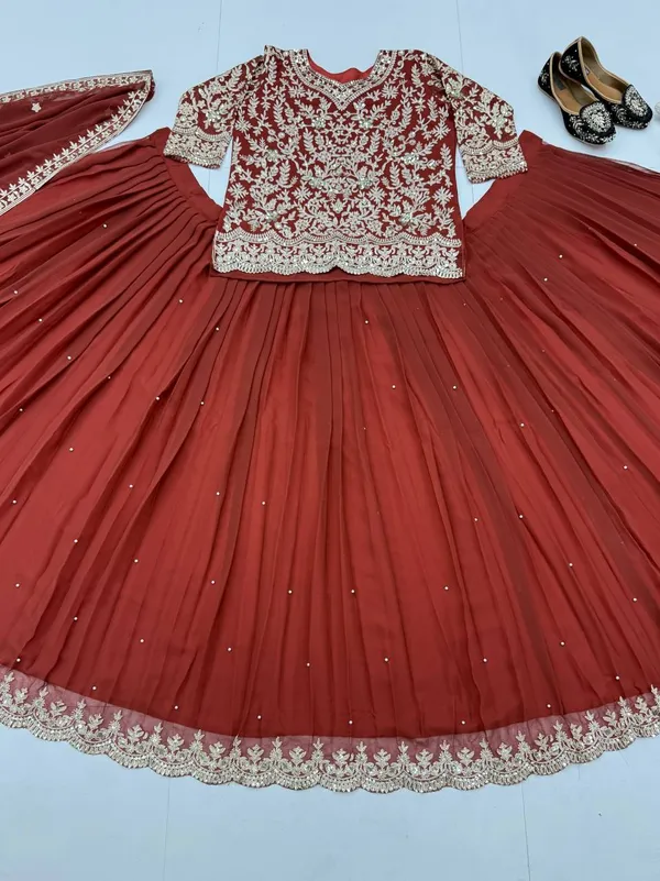 Maroon_Faux_Georgette_Lehenga_Choli_For_Women