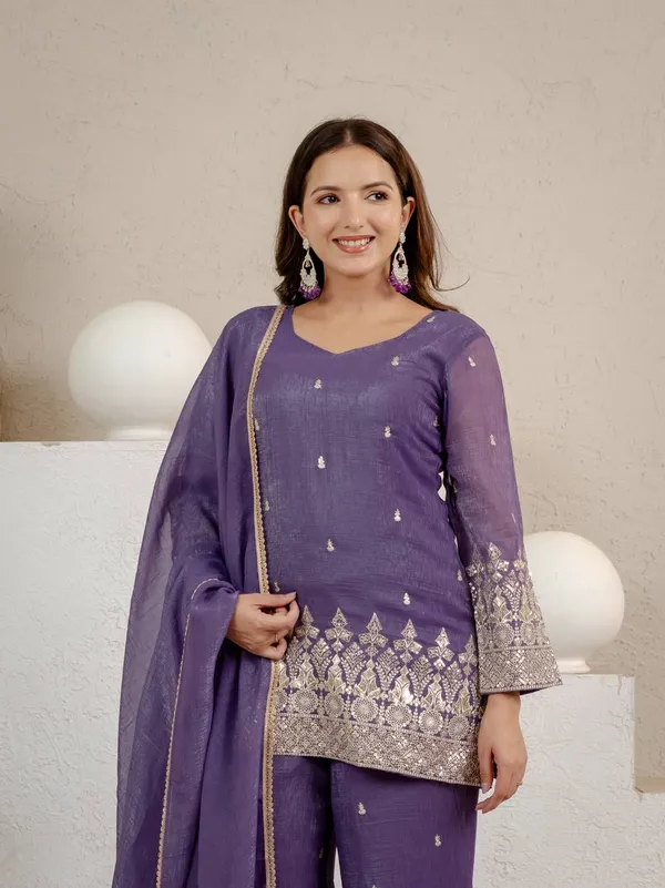 Purple_Crunchy_Silk_Suit_Set_For_Women