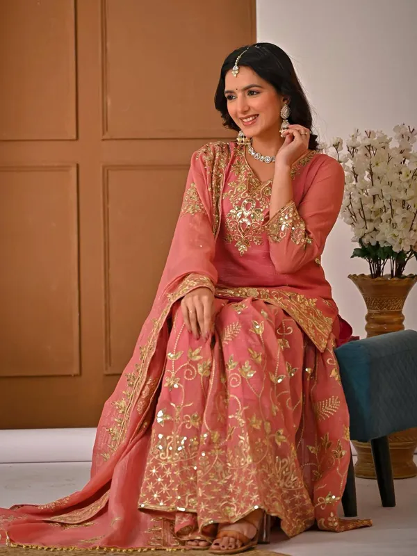 Orange_Crunchy_Silk_Sharara_Set_For_Women