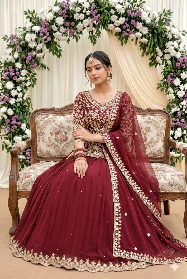 Maroon_Faux_Georgette_Lehenga_Choli_For_Women