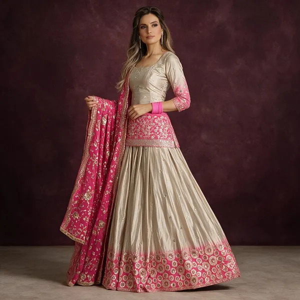 Multicolor_Chinon_Lehenga_Choli_For_Women