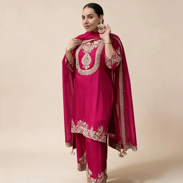 Pink_Chinon_Silk_Kurta_Set_For_Women
