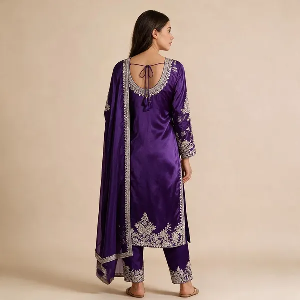 Violet_Chinon_Silk_Kurta_Set_For_Women