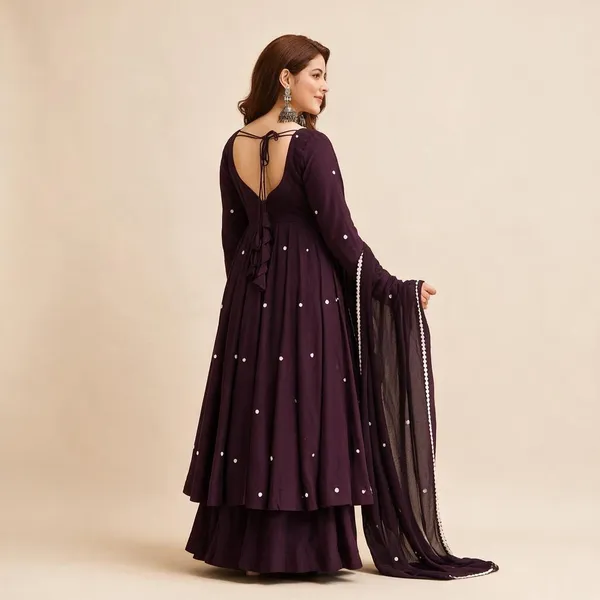 Wine_Roman_Silk_Anarkali_Suit_Set_For_Women