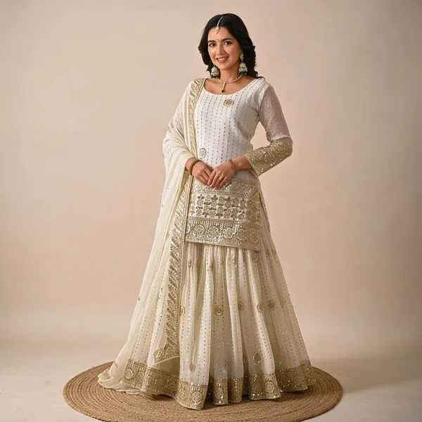 White_Faux_Georgette_Sharara_Set_For_Women