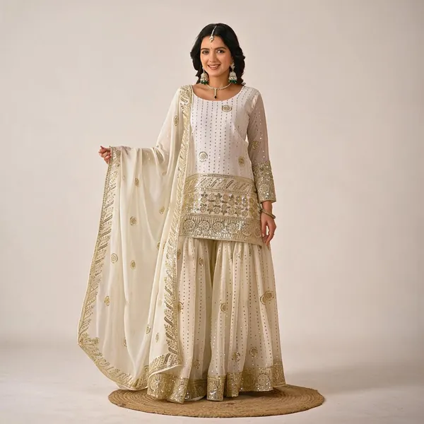 White_Faux_Georgette_Sharara_Set_For_Women