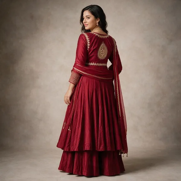 Red_Roman_Cotton_Anarkali_Suit_Set_For_Women
