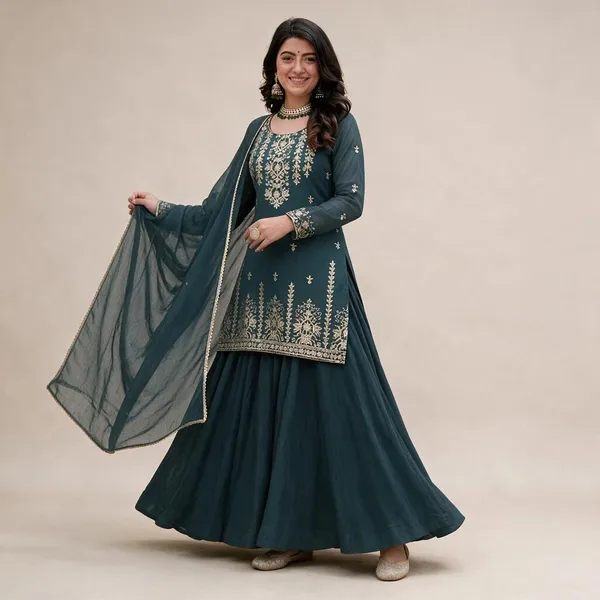 Teal_Roman_Cotton_Sharara_Set_For_Women