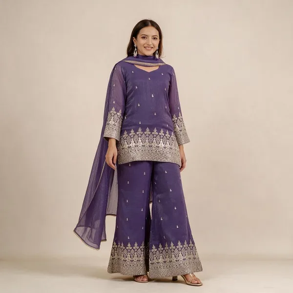 Purple_Crunchy_Silk_Suit_Set_For_Women
