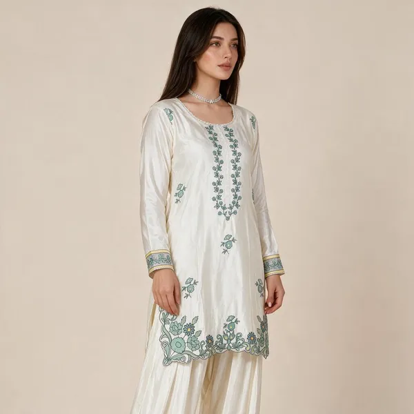 White_Silk_Kurta_Set_For_Women
