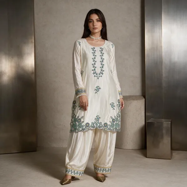 White_Silk_Kurta_Set_For_Women
