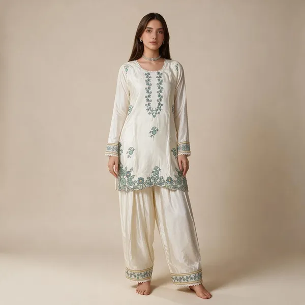 White_Silk_Kurta_Set_For_Women