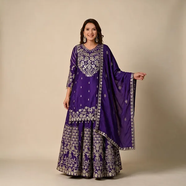 Purple_Chinon_Silk_Kurta_Sharara_Set_For_Women