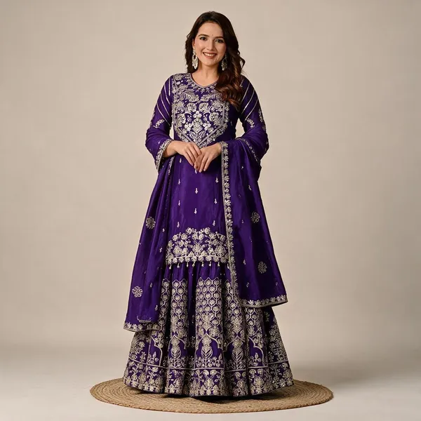 Purple_Chinon_Silk_Kurta_Sharara_Set_For_Women