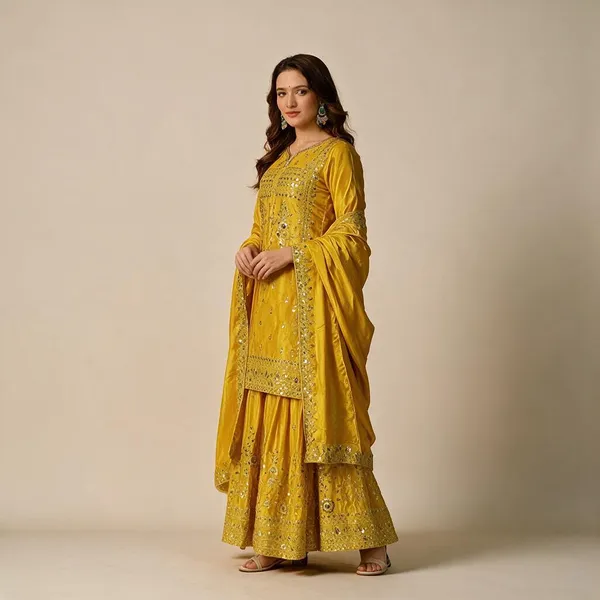 Yellow_Chinon_Silk_Kurta_Sharara_Set_For_Women