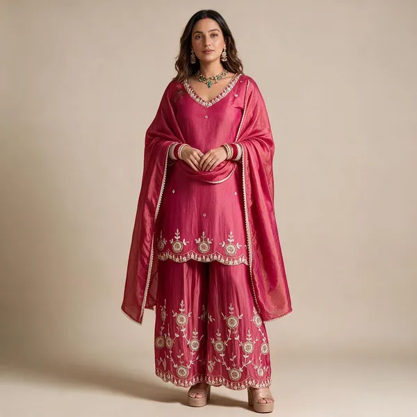 Magenta_Simar_Silk_Sharara_Set_For_Women