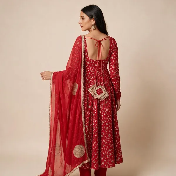 Red_Blooming_Georgette_Anarkali_Suit_Set_For_Women
