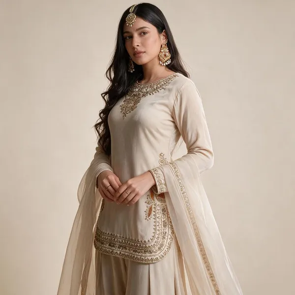 Cream_Satin_Silk_Salwar_Suit_Set_For_Women