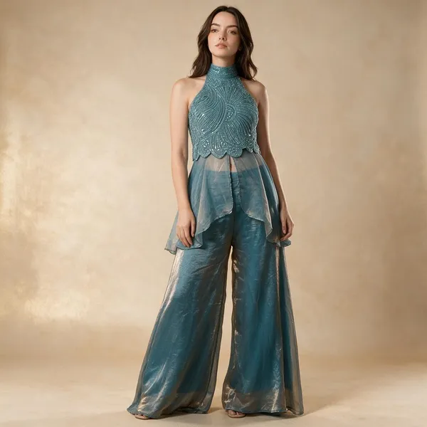 Teal_Fandy_Silk_Palazzo_Set_For_Women