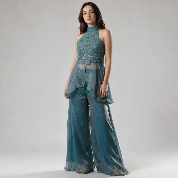Teal_Fandy_Silk_Palazzo_Set_For_Women