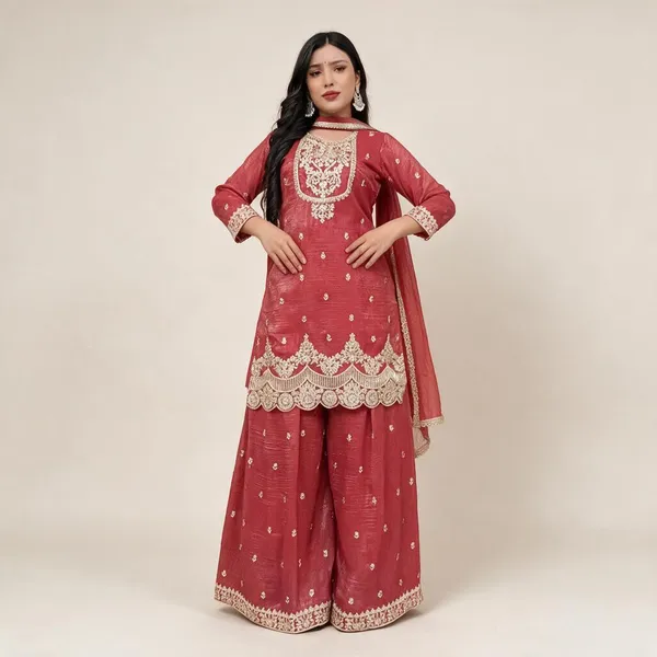 Red_Crunchy_Silk_Sharara_Set_For_Women