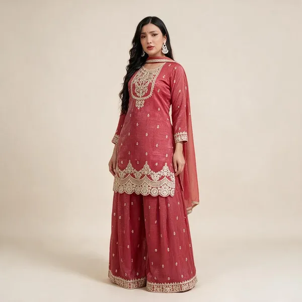 Red_Crunchy_Silk_Sharara_Set_For_Women