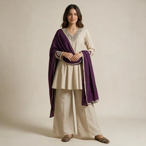 Beige_Roman_Silk_Sharara_Set_For_Women