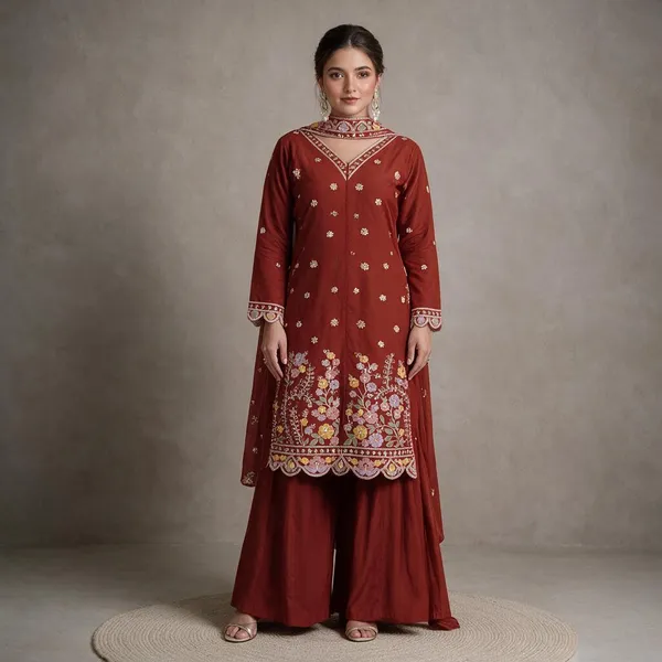 Red_Roman_Silk_Sharara_Set_For_Women