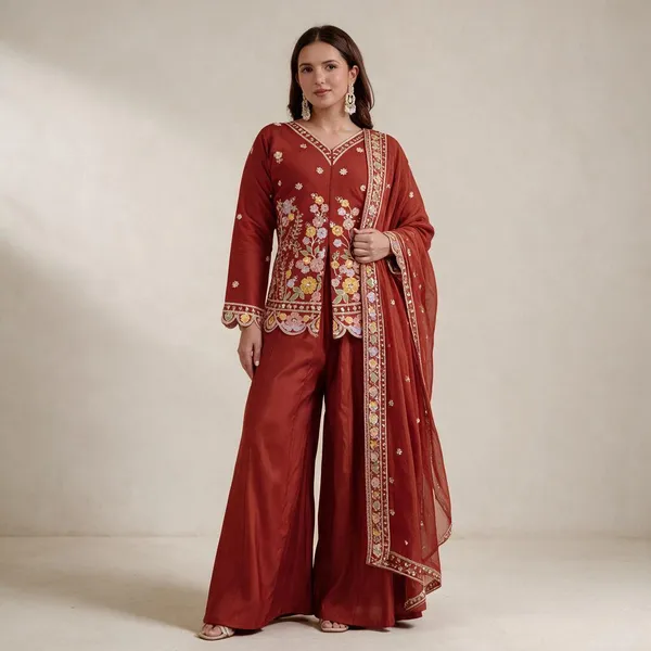 Red_Roman_Silk_Sharara_Set_For_Women