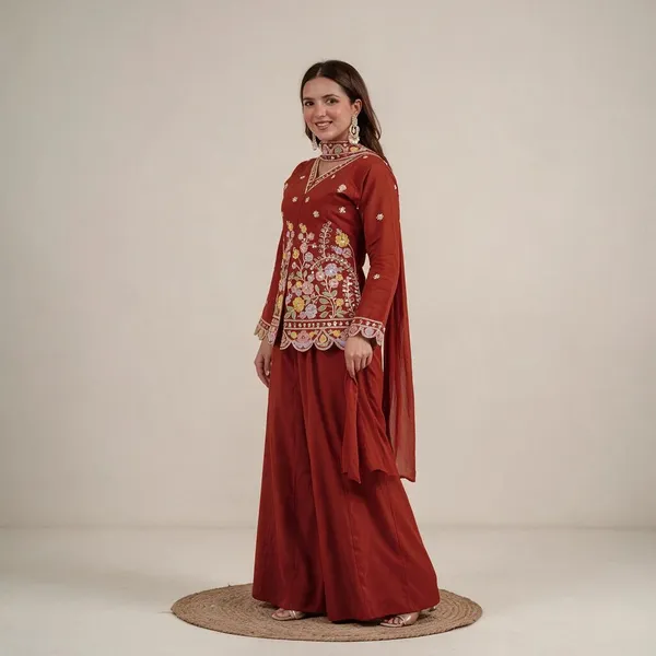 Red_Roman_Silk_Sharara_Set_For_Women