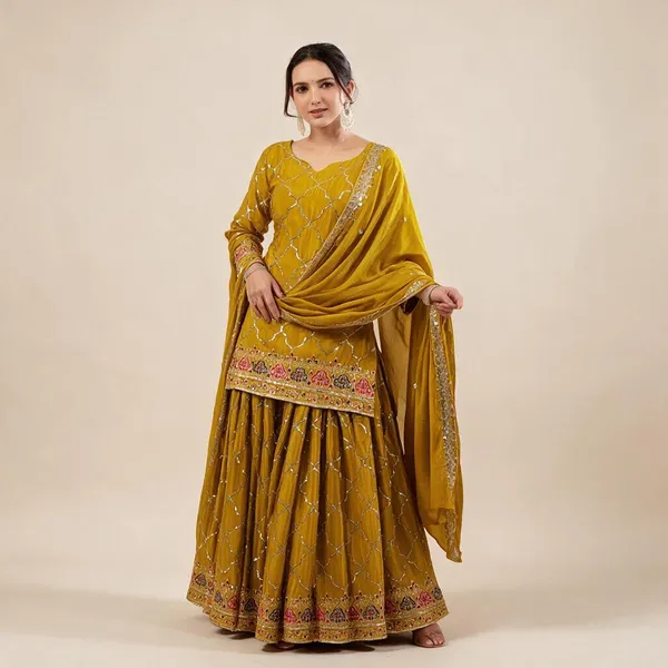 Mustard_Yellow_Chinon_Silk_Sharara_Set_For_Women