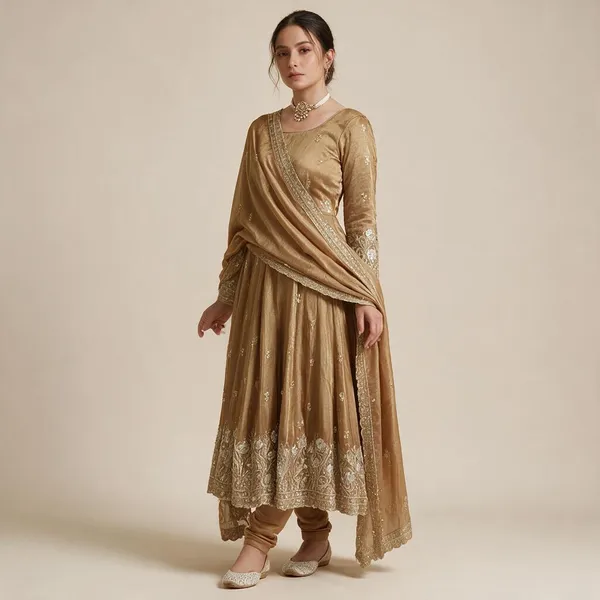 Gold_Heavy_Jimmy_Choo_Anarkali_Dress_Set_For_Women