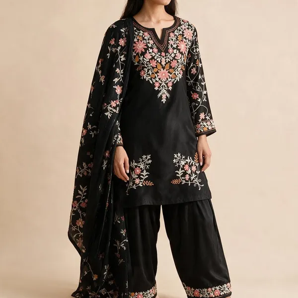 Black_Roman_Silk_Kurta_Set_For_Women