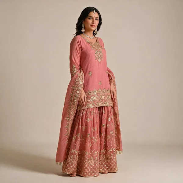 Orange_Crunchy_Silk_Sharara_Set_For_Women