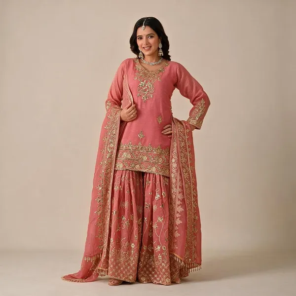 Orange_Crunchy_Silk_Sharara_Set_For_Women