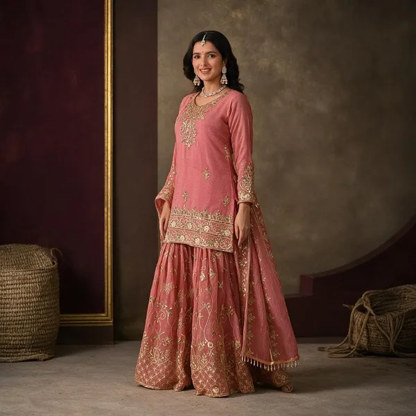 Orange_Crunchy_Silk_Sharara_Set_For_Women