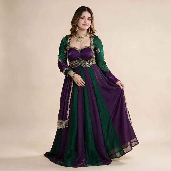 Purple_Fandy_Silk_Anarkali_Suit_Set_For_Women