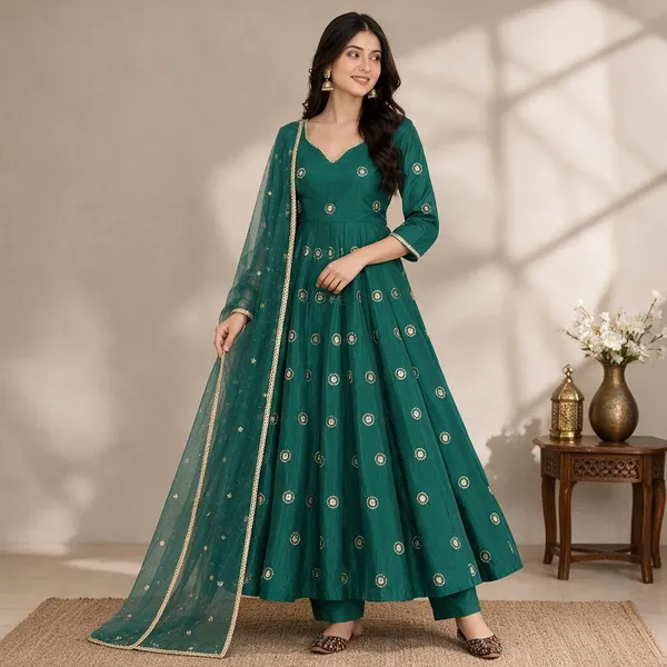 Green_Simar_Silk_Anarkali_Suit_Set_For_Women