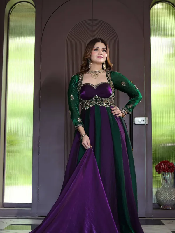 Purple_Fandy_Silk_Anarkali_Suit_Set_For_Women