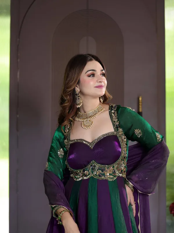 Purple_Fandy_Silk_Anarkali_Suit_Set_For_Women