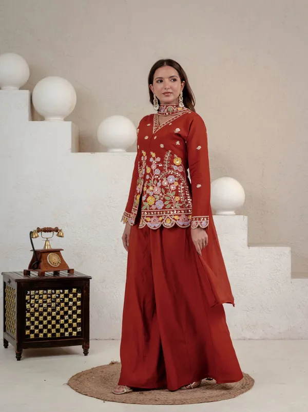 Red_Roman_Silk_Sharara_Set_For_Women